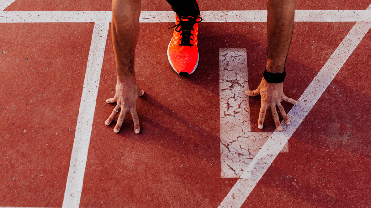 Athlete starting a race